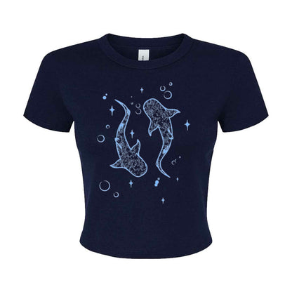 Whale Shark Navy Blue Baby Tee