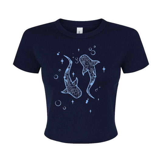 Whale Shark Navy Blue Baby Tee